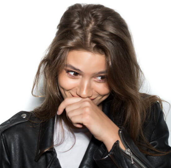 Woman embarrassed about her bad breath